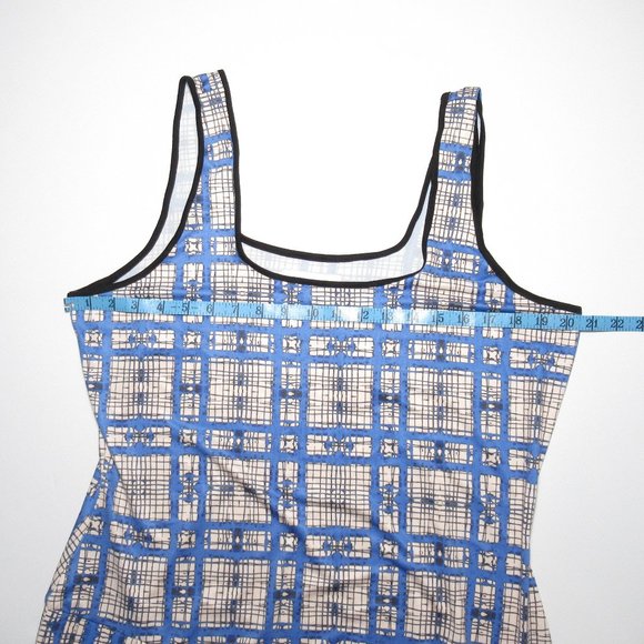 ๐ Anthropologie Dhruv Kapoor Plaid Mesh Midi Dress - Blue White Plaid XL - Picture 7 of 15